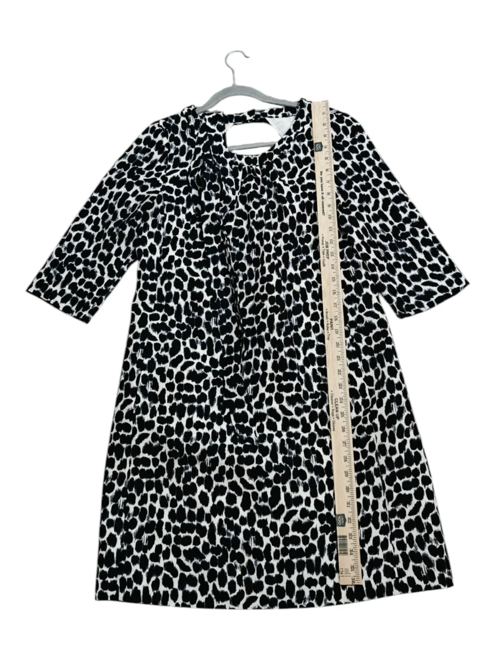 kate spade Black and White Leopard Print Long Sleeve Shift Dress